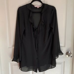 VICTORIA’S SECRET BLACK RUFFLE TOP SIZE M